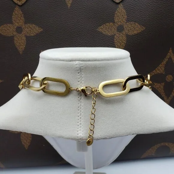 Authentic Louis Vuitton GoldPadlock w/Unbranded Stainless Steel Paper Clip Chain - Picture 5 of 13